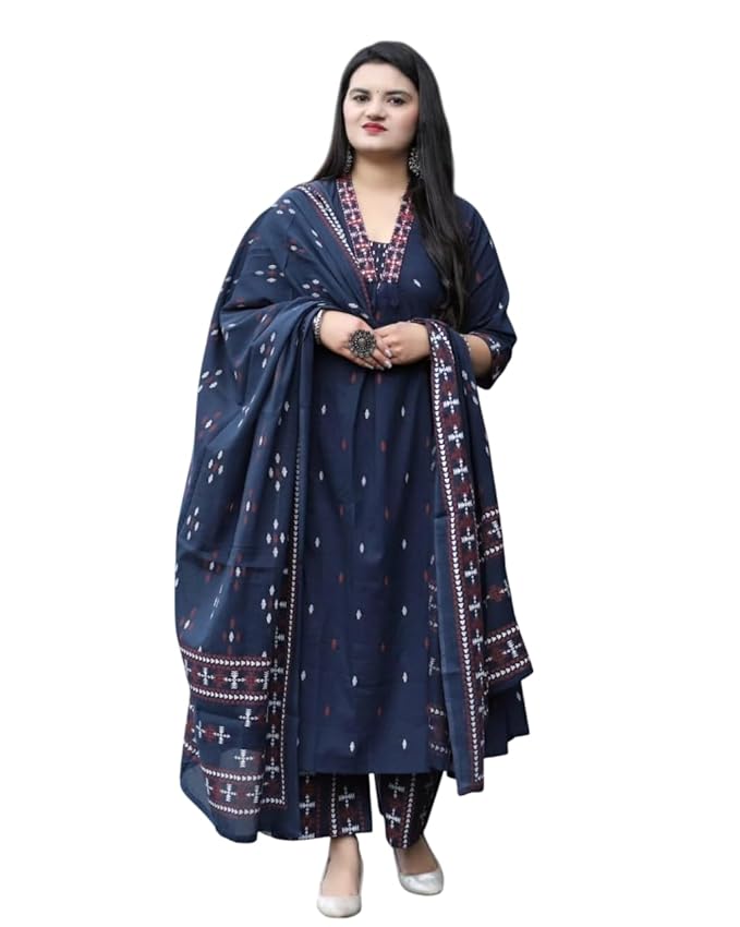 Womens Beautiful Viscose Rayon Embroidered Straight Kurta Pant With Dupatta Set