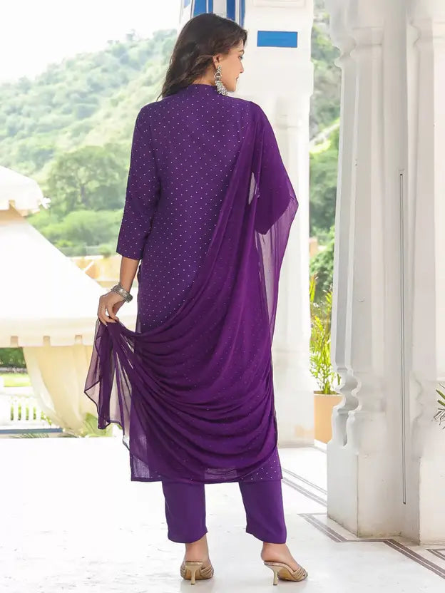 Women Viscose Rayon Kurta Pant Dupatta Set