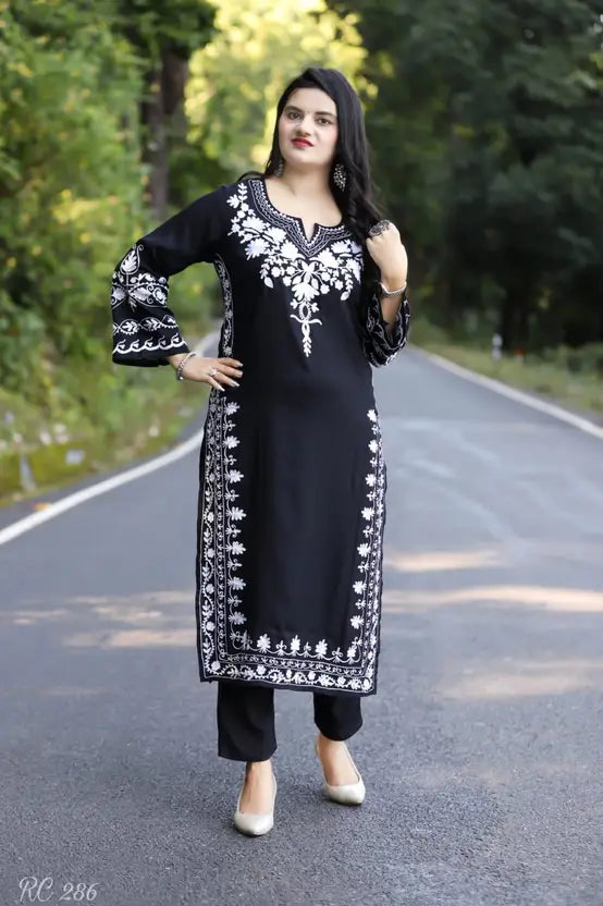 Women Viscose Rayon Kurta Pant Dupatta Set