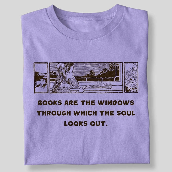 BOOKS ARE THE WINDOWS LITTLE GIRL T-SHIRT