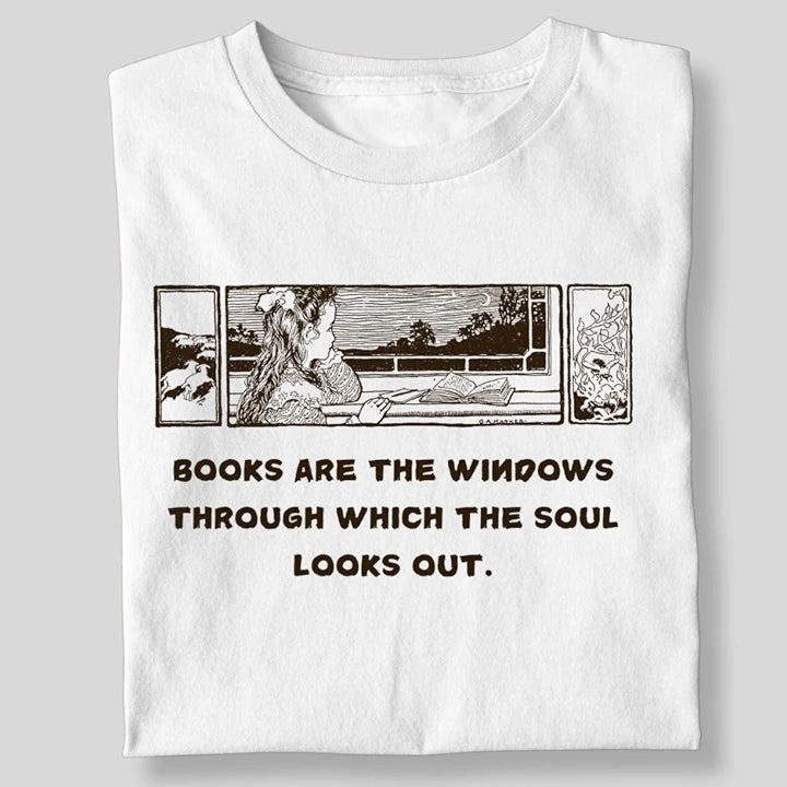 BOOKS ARE THE WINDOWS LITTLE GIRL T-SHIRT