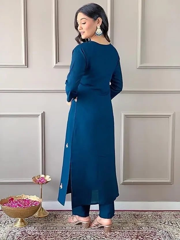 Women Viscose Rayon Kurti Pant Attached Dupatta Set