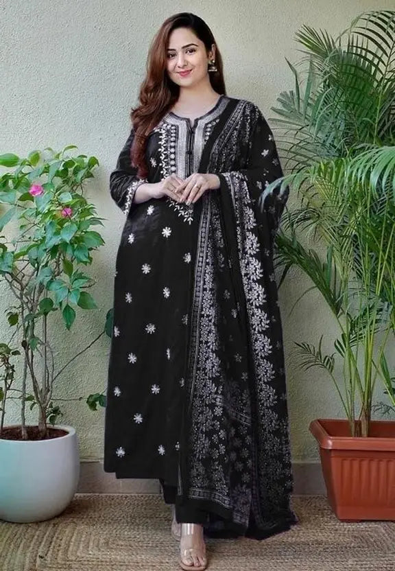 Women Viscose Rayon Kurta Pant Dupatta Set