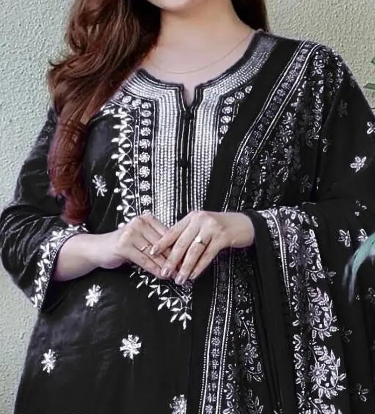 Women Viscose Rayon Kurta Pant Dupatta Set