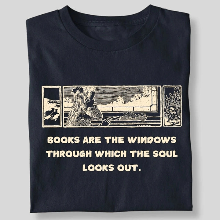 BOOKS ARE THE WINDOWS LITTLE GIRL T-SHIRT