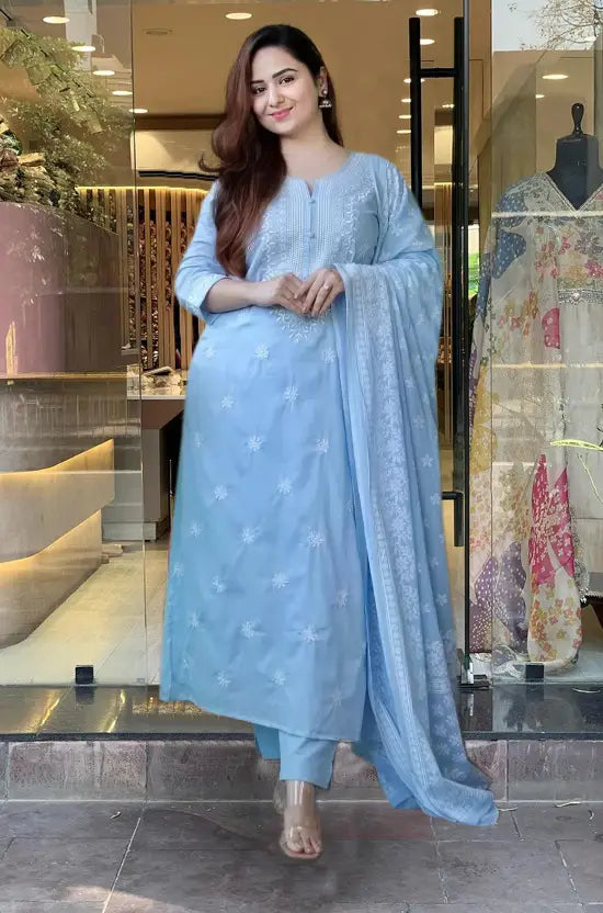 Women Viscose Rayon Kurta Pant Dupatta Set