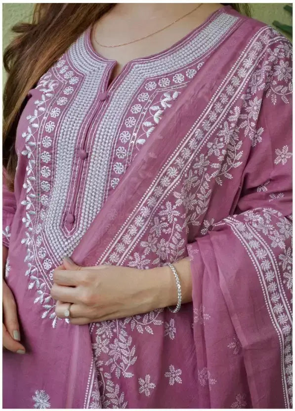 Women Viscose Rayon Kurta Pant Dupatta Set