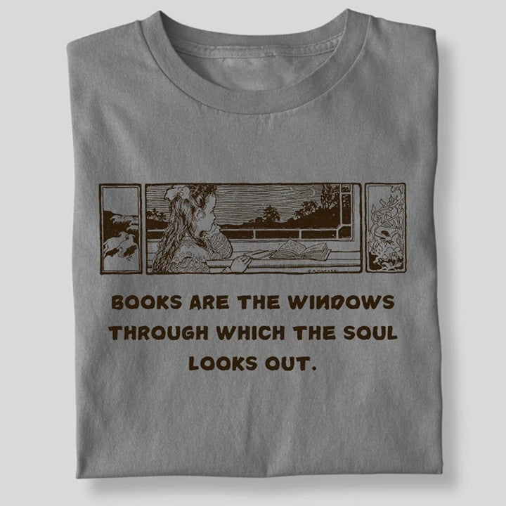 BOOKS ARE THE WINDOWS LITTLE GIRL T-SHIRT