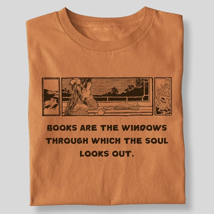 BOOKS ARE THE WINDOWS LITTLE GIRL T-SHIRT