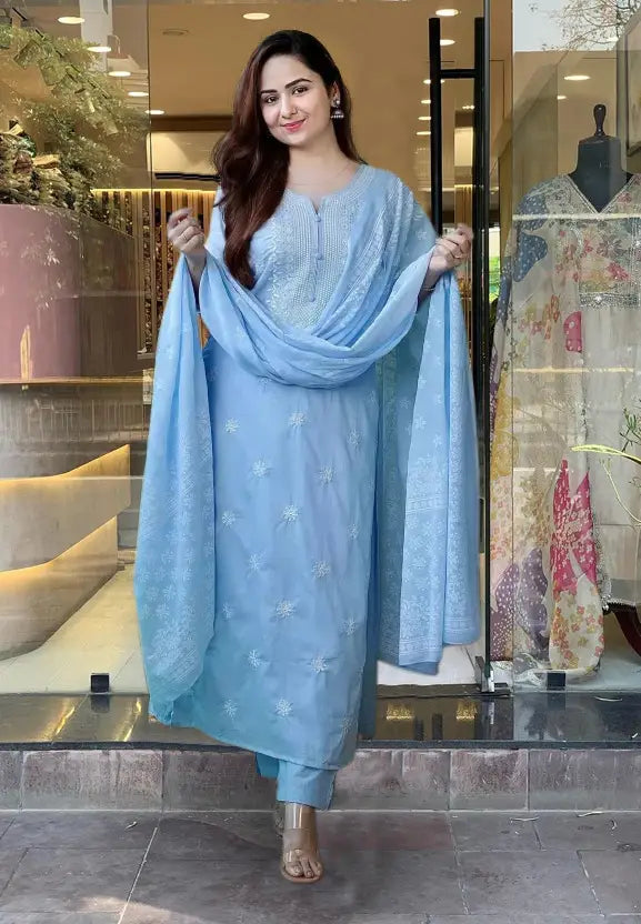 Women Viscose Rayon Kurta Pant Dupatta Set