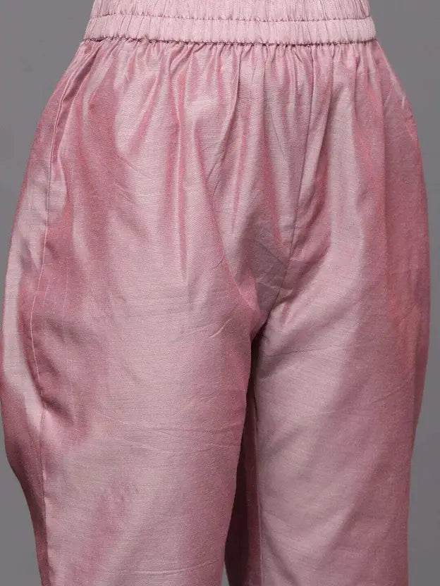 Women Chanderi Kurta Pant Dupatta Set