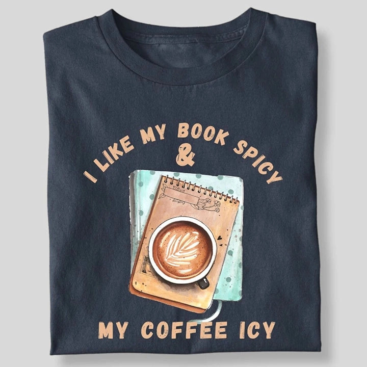 BOOK SPICY COFFEE ICY ROUND T-SHIRT