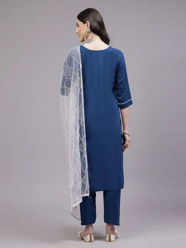Women Viscose Rayon Kurta Pant Dupatta Set