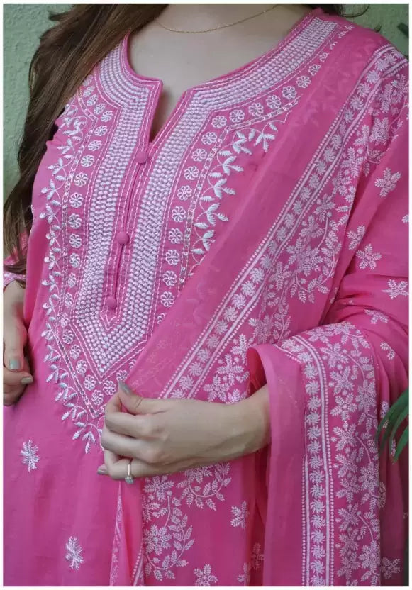 Women Viscose Rayon Kurta Pant Dupatta Set