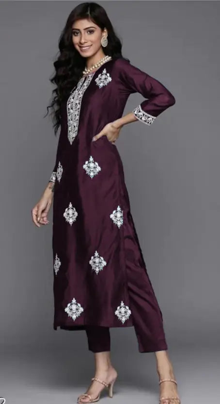 Women Viscose Rayon Kurta Pant Dupatta Set