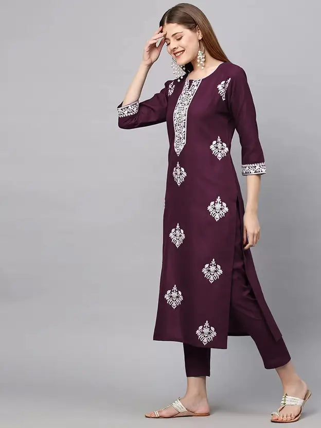 Women Viscose Rayon Kurta Pant Dupatta Set