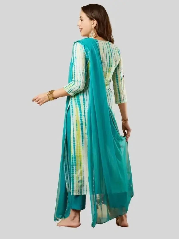 Women Viscose Rayon Kurta Pant Dupatta Set