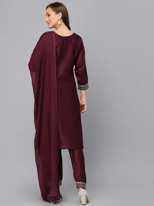 Women Viscose Rayon Kurta Pant Dupatta Set