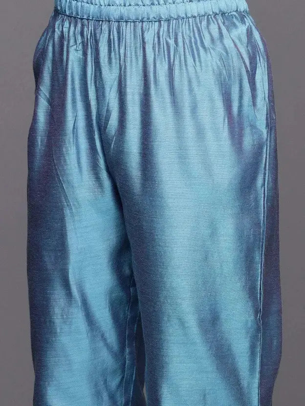 Women Chanderi Kurta Pant Dupatta Set