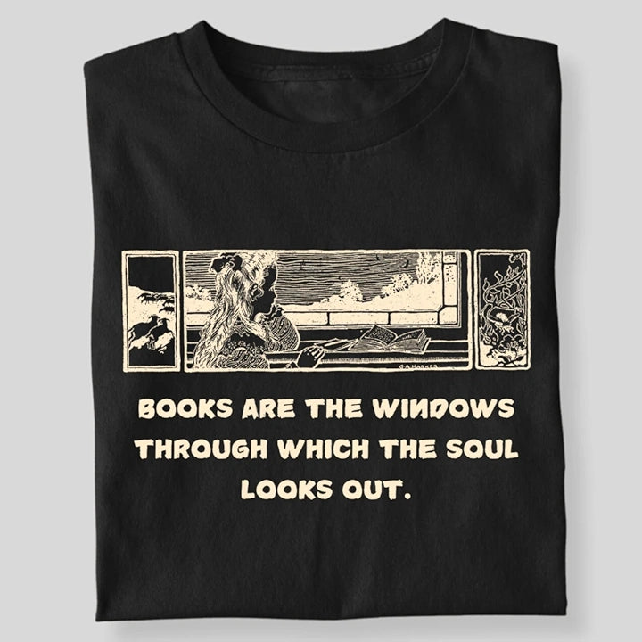 BOOKS ARE THE WINDOWS LITTLE GIRL T-SHIRT