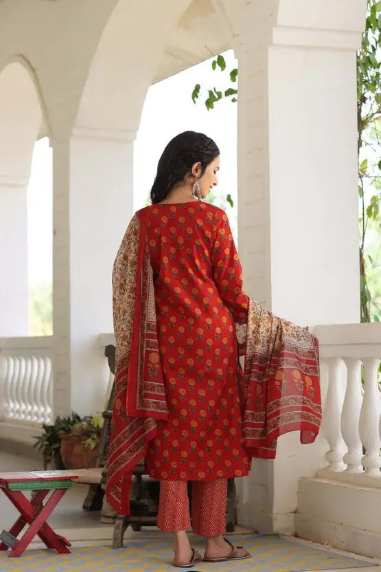 Women Viscose Rayon Kurta Pant Dupatta Set