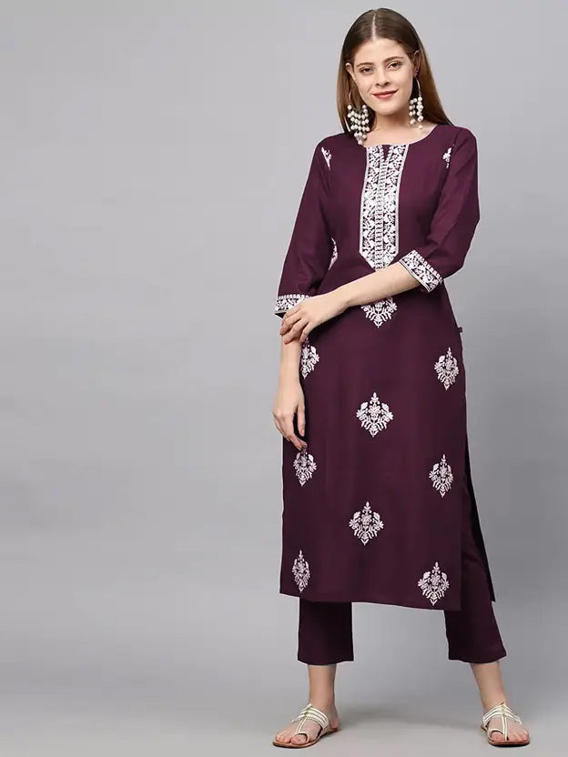 Women Viscose Rayon Kurta Pant Dupatta Set