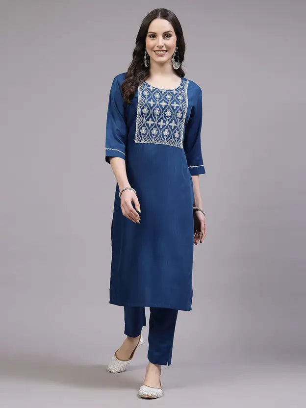 Women Viscose Rayon Kurta Pant Dupatta Set