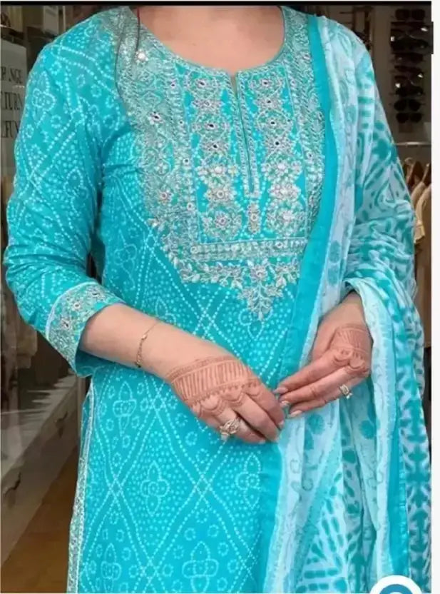 Women Viscose Rayon Kurta Salwar Dupatta Set