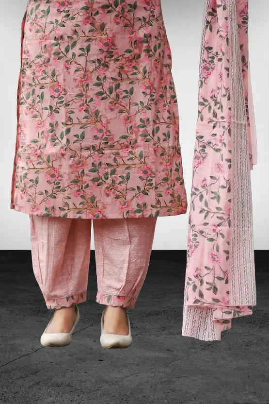 Women Cotton Blend Kurta Salwar Dupatta Set